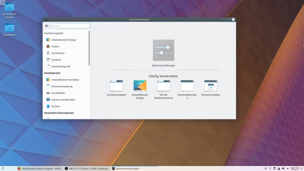Desktop KDE nach Start