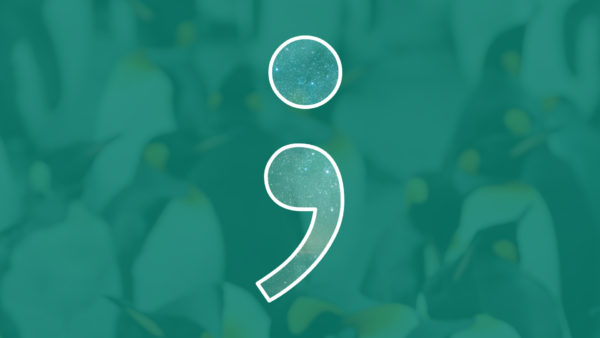 Pinguine hinter Semikolon-Logo